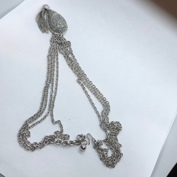 VTG Tasseled Pendant with blue rhinestones. - Picture 3 of 9